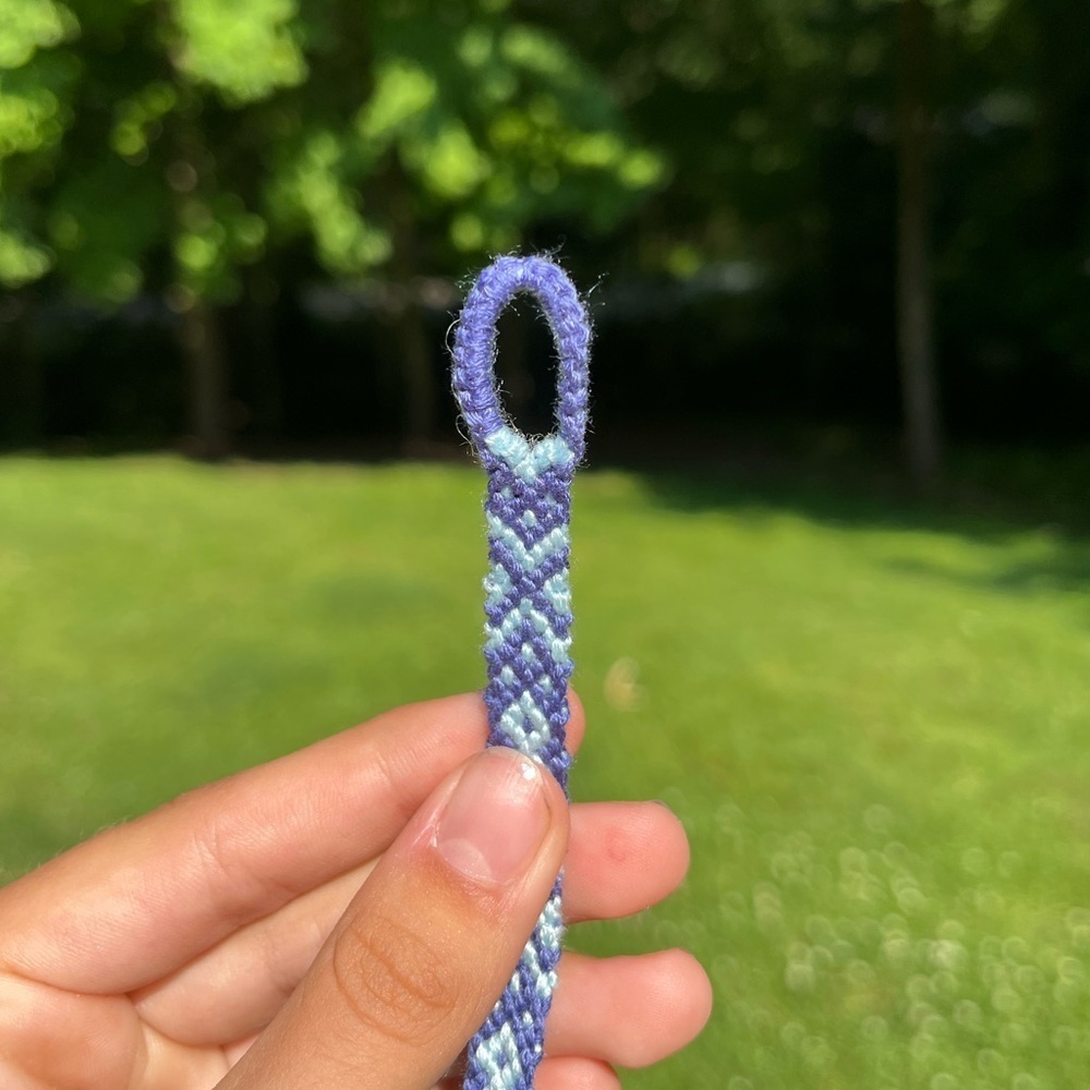 Handmade blue woven bracelet tie on - Picture 5 of 6
